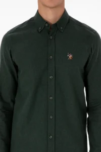 US Polo Assn. Men dark Green Long Sleeve Basic Shirt - Image 6