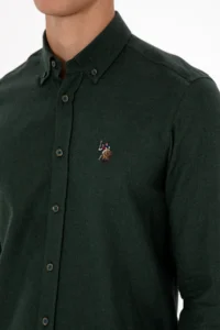 US Polo Assn. Men dark Green Long Sleeve Basic Shirt - Image 7