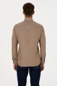 US Polo Assn. Men Khaki Long Sleeve Basic Shirt - Image 5