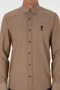 US Polo Assn. Men Khaki Long Sleeve Basic Shirt - Image 6