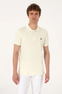 US Polo Assn. Men slim Fit Polo Shirt Collar Lemon Basic T-Shirt