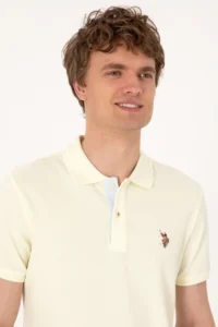 US Polo Assn. Men slim Fit Polo Shirt Collar Lemon Basic T-Shirt - Image 2