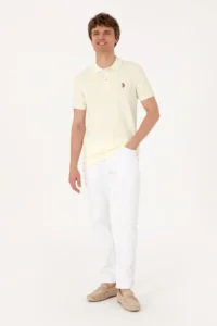 US Polo Assn. Men slim Fit Polo Shirt Collar Lemon Basic T-Shirt - Image 4