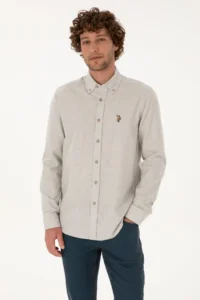US Polo Assn. Men Ecru Long Sleeve Basic Shirt