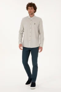 US Polo Assn. Men Ecru Long Sleeve Basic Shirt - Image 4