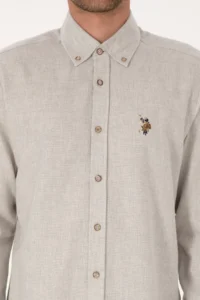 US Polo Assn. Men Ecru Long Sleeve Basic Shirt - Image 6