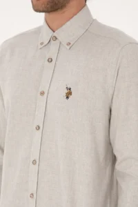 US Polo Assn. Men Ecru Long Sleeve Basic Shirt - Image 7