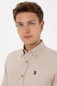 US Polo Assn. Men Beige Long Sleeve Basic Shirt - Image 2