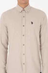 US Polo Assn. Men Beige Long Sleeve Basic Shirt - Image 6