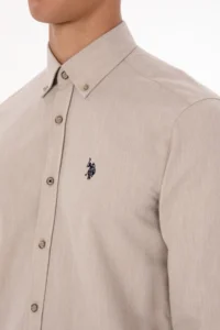 US Polo Assn. Men Beige Long Sleeve Basic Shirt - Image 7