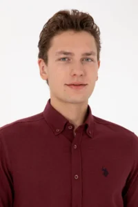 US Polo Assn. Men Burgundy Long Sleeve Basic Shirt - Image 2