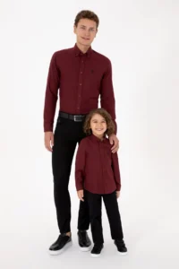 US Polo Assn. Men Burgundy Long Sleeve Basic Shirt - Image 4