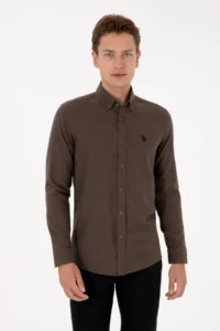 US Polo Assn. Men Brown Long Sleeve Basic Shirt