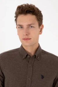 US Polo Assn. Men Brown Long Sleeve Basic Shirt - Image 2