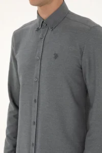 US Polo Assn. Men Anthracite Long Sleeve Basic Shirt - Image 7