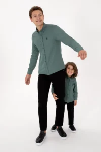 US Polo Assn. Men dark Green Long Sleeve Basic Shirt - Image 4