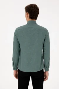 US Polo Assn. Men dark Green Long Sleeve Basic Shirt - Image 5