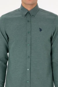 US Polo Assn. Men dark Green Long Sleeve Basic Shirt - Image 6