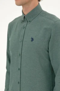 US Polo Assn. Men dark Green Long Sleeve Basic Shirt - Image 7