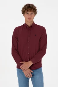 US Polo Assn. Men Burgundy Long Sleeve Basic Shirt