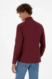 US Polo Assn. Men Burgundy Long Sleeve Basic Shirt - Image 5