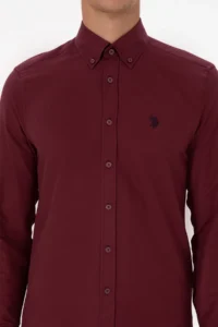 US Polo Assn. Men Burgundy Long Sleeve Basic Shirt - Image 6