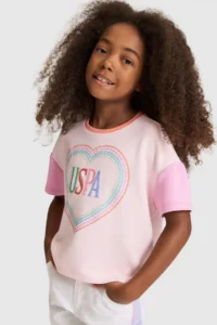 US Polo Assn. Girls' Light PINK T-Shirt - Image 3