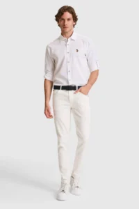 US Polo Assn. Men linen blended WHITE Long Sleeve Basic Shirt - Image 5