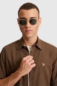 US Polo Assn. Men  linen blended Brown Long Sleeve Basic Shirt - Image 2