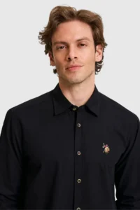 US Polo Assn. Men linen blended Black Long Sleeve Basic Shirt - Image 2