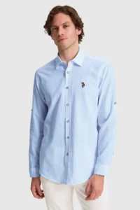 US Polo Assn. Men Light Khaki Long Sleeve Basic Shirt