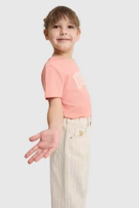 US Polo Assn. Girls' Salmon Crew Neck Basic T-Shirt - Image 3