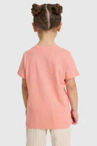 US Polo Assn. Girls' Salmon Crew Neck Basic T-Shirt - Image 5