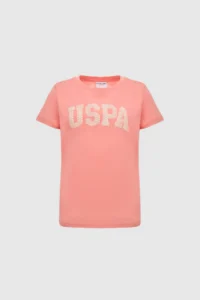 US Polo Assn. Girls' Salmon Crew Neck Basic T-Shirt - Image 6
