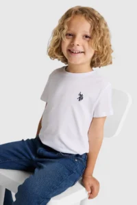 US Polo Assn. Boys' WHITE Crew Neck Basic T-Shirt