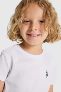 US Polo Assn. Boys' WHITE Crew Neck Basic T-Shirt - Image 2