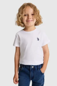 US Polo Assn. Boys' WHITE Crew Neck Basic T-Shirt - Image 3