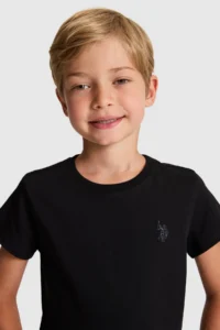 US Polo Assn. Boys' Black Crew Neck Basic T-Shirt - Image 2