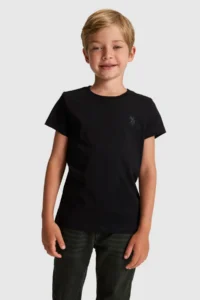US Polo Assn. Boys' Black Crew Neck Basic T-Shirt - Image 3
