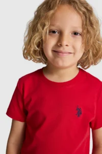 US Polo Assn. Boys' Red Crew Neck Basic T-Shirt - Image 2