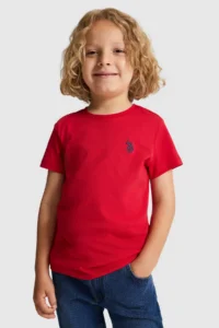 US Polo Assn. Boys' Red Crew Neck Basic T-Shirt - Image 3