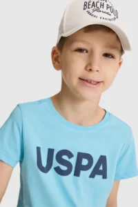 US Polo Assn. Boys' Aqua Crew Neck Basic T-Shirt - Image 2