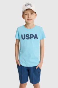 US Polo Assn. Boys' Aqua Crew Neck Basic T-Shirt - Image 3