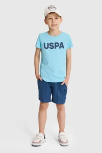 US Polo Assn. Boys' Aqua Crew Neck Basic T-Shirt - Image 4