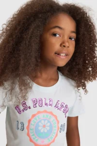 US Polo Assn. Girls' Water Green Crew Neck T-Shirt - Image 2