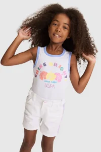 US Polo Assn. Girls' WHITE Crew Neck T-Shirt