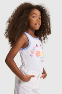 US Polo Assn. Girls' WHITE Crew Neck T-Shirt - Image 3