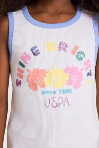 US Polo Assn. Girls' WHITE Crew Neck T-Shirt - Image 5