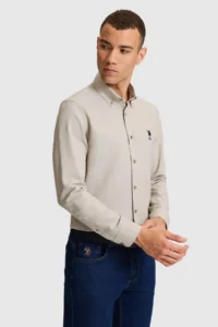 US Polo Assn. Men Mink Long Sleeve Basic Shirt - Image 3