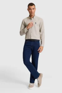 US Polo Assn. Men Mink Long Sleeve Basic Shirt - Image 4
